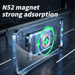 5W Wireless Fast Portable Magnetic Smart Digital Display 10000mAh Large Capacity Transparent Power Bank with <b>Cable</b> - Product Image 2