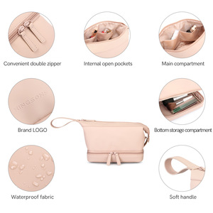 Kingsons Makeup Bag Large Capacity Pink Clutch With Zipper And Soft Handle For Everyday Use - Product Image 3