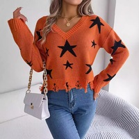 Best-seller Pull femme élégant col en V motif étoile Ladies Top Tassels Fashion Quick Dry Cashmere Sweater