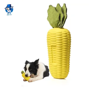 Wholesale Large Size Durable Squeaky Natural Rubber Dog Chew Toys Crinkle Corn Dog Toy