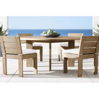 4-Sitzer Outdoor-Patio Luxus Handgefertigte Möbel Teakholz-Stuhl und Garten-Rundholz-Esstisch