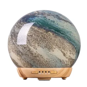 250ml Moon Diffusor mit ätherischen Ölen, Glasbe feuchter mit kühlem Nebel, 4 Timer,2 LED-Farben und wasserlosen automatischen Abschalt einstellungen