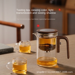 Tetera de Vidrio Resistente al Calor con Tapa de Madera e Infusor, Tetera de Vidrio para Café, Tetera Doméstica - Product Image 2