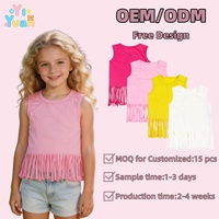 Débardeur à franges pour petites filles, personnalisé, de haute qualité, solide, d'été, sans manches, respirant, à séchage rapide, en Spandex/Polyester, décontracté