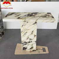 Table console en marbre naturel Viola Calacatta haut de gamme pour hall d'hôtel de luxe italien, entrée, salon