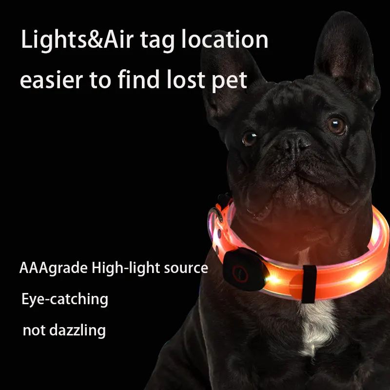Collar y correa recargable por USB de alta calidad, correa ajustable con luz LED intermitente para perros, correa de nailon para mascotas