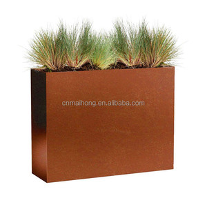 Custom Large Corten Steel Modern Design Eco-Friendly Cube Square Rectangular Planter Box Drainage Hole Weather Steel <strong>Flower</strong> <strong>Pot</strong> - Product Image 4