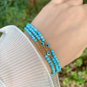 Bracelet en perles turquoise au design unique Tk-L033, bracelet œil bleu, bracelet en perles plaqué or, bijoux féminins, mode douce - Product Image 5