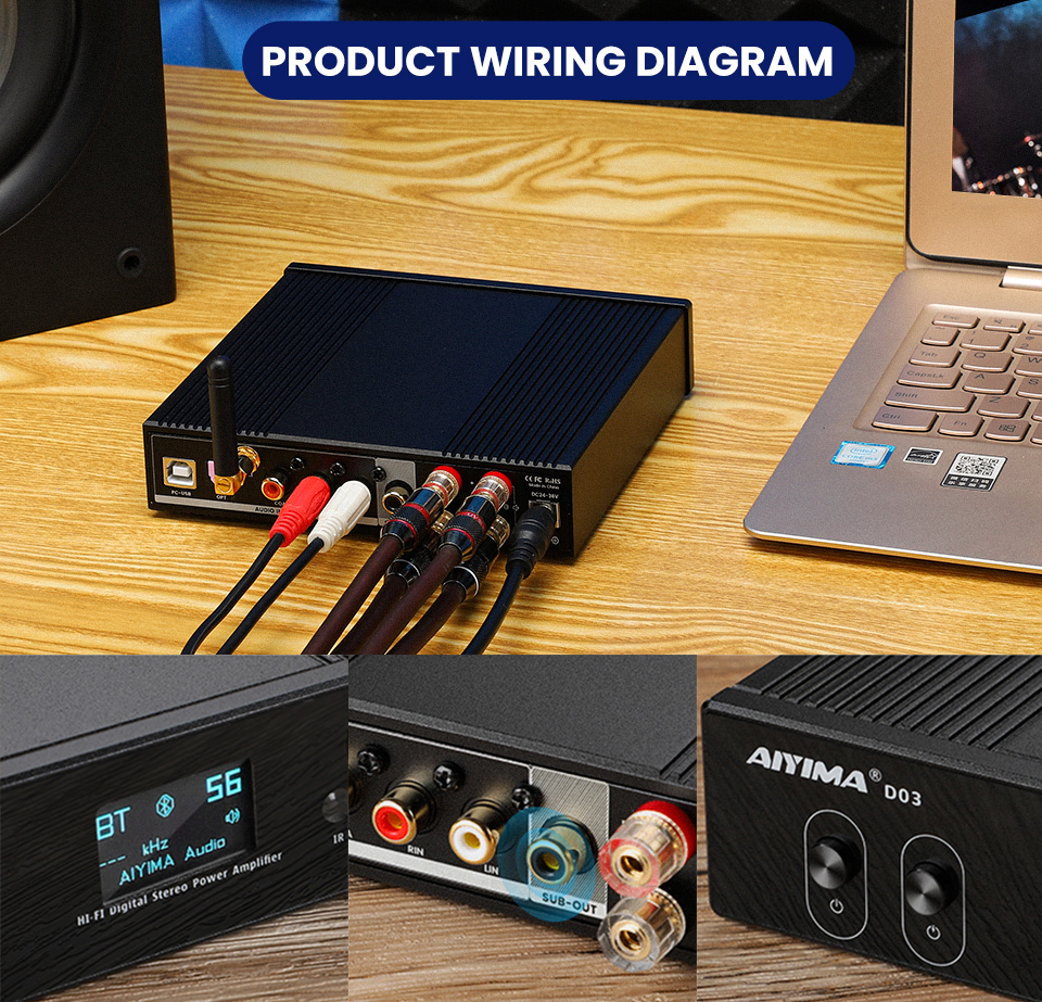 AIYIMA D05 2.1CH Bluetooth Power Amplifier & Subwoofer Amp