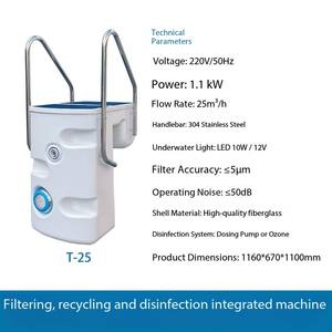 Sistem Filtrasi Sirkulasi Kolam Renang Gantung Dinding JIANYONG 0.75-2.2kW dengan Laju Aliran 10-35m3/jam - Product Image 5