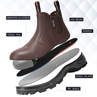 Chaussures de Sécurité JIANKUN S3 Sans Lacets en Cuir Lisse, Bottes Embout Acier Anti-Écrasement/Perforation, Plaque Anti-Statique pour Hommes, Travail OEM/ODM