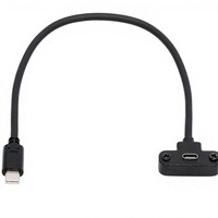 Kabel USB 2.0 Tipe-C 3A 6Pin Male ke Female Sudut Kanan 90 Derajat dengan Braket Pengunci Sekrup dan Ear Tab