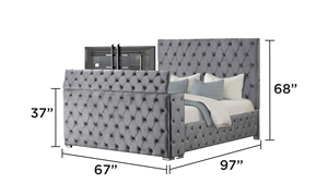 Modern Luxury <b>Convertible</b> Tufted and Upholstered Queen 5PC Bedroom Set Made with Wood in Gray - Product Image 3