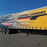 Bâche en polyester enduite de PVC numérique couleur pleine personnalisée, durable, pour rideau latéral de camion semi-remorque avec mât de drapeau en aluminium