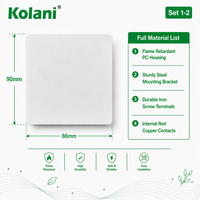 Interruptor de Luz de Pared Kolani, Estándar Británico, 1 Vía, 10AX 250V, 90x86mm, Blanco Mate Brillante, PC, Interruptor de Luz de un Solo Toque