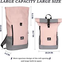 Sac à dos de voyage pour ordinateur portable, modèle Roll Top, pour femmes et hommes : sac à dos pour ordinateur portable en PET recyclé, durable et tendance.