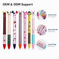 Stylo bille 2-en-1 double couleur, design oreilles d'animaux mignonnes en plastique, encre noire et bleue, impression de logo personnalisé par transfert pour étudiants et écoles