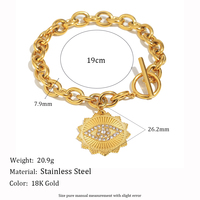 Bracelet Dreamidea en acier inoxydable plaqué or 18 carats avec breloque œil et fermoir à bascule – Bijou tendance et protecteur
