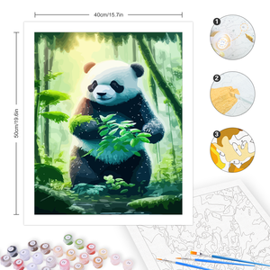 <span class=keywords><strong>Peinture</strong></span> <span class=keywords><strong>par</strong></span> numéros pour adultes Kit de démarrage <span class=keywords><strong>Panda</strong></span> animaux image sur numéros bricolage artisanat pour décors à la maison 40x50cm/16x20 pouces - Product Image 3