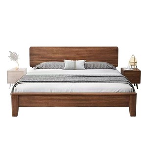 Nordic Style Walnut Solid Wood Bed 1.5m 1.8m Double Bed With Storage For Home Or <b>Small</b> Apartments - Product Image 4