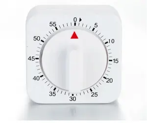 Temporizador mecânico para cozinha 60 minutos, temporizador de contagem para baixo, lembrete de alarme, quadrado branco