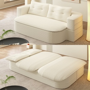 Modern 2-in-1 Foldable <b>Sofa</b> 2 Soft Pillows Comfortable Corduroy <b>Floor</b> Folding <b>Sofa</b> Bed for Living Room, Bedroom - Product Image 3