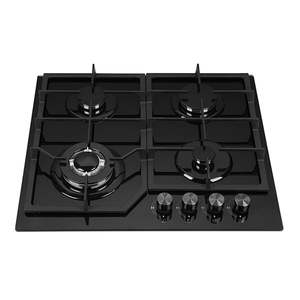 Vente flash <span class=keywords><strong>Plaque</strong></span> de cuisson à gaz encastrable 4 brûleurs en acier inoxydable avec panneau en verre trempé et allumage électronique Brûleur noir - Product Image 4