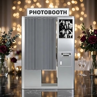 Cabina de Fotos con Adhesivos de Acero Inoxidable, Máquina Expendedora Todo en Uno de Autoservicio con Impresora y Pantalla Táctil