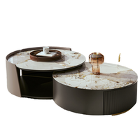 Table basse ronde de luxe moderne avec plateau en pierre frittée, mobilier de salon, OEM ODM, taille et couleur personnalisées