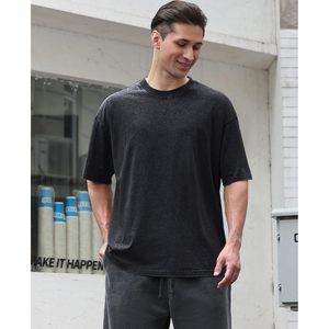 T-shirts en coton pour hommes, coupe ample, manches courtes, décontractés, couleur unie, basiques, respirants, en tissu jersey - Product Image 5