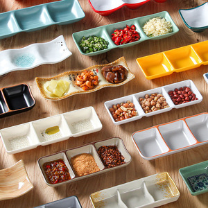 จานซอสสามช่องทรงสี่เหลี่ยมผืนผ้า ไคโบยะ เมลามีน สำหรับร้านหม้อไฟ - Product Image 1