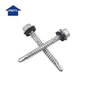 <span class=keywords><strong>Vis</strong></span> de toiture en métal à tête hexagonale en acier au carbone avec rondelle EPDM noire moletage à double filetage <span class=keywords><strong>mécanique</strong></span> #12-14*3 ". - Product Image 1