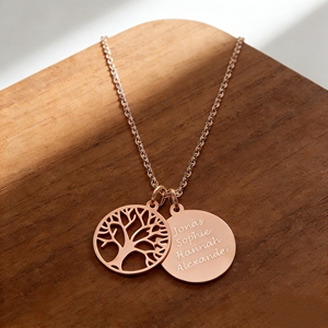 MECYLIFE 2 pièces Bijoux personnalisés Collier avec pendentif en forme de pièce de monnaie personnalisée Collier en acier inoxydable Arbre de vie - Product Image 3