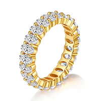 Bague Éternité Complète en Argent Sterling 925 Certifié GRA avec Moissanite 3x5mm, Vente en Gros, Fabrication de Bijoux Fins pour Femmes
