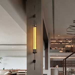 New Chinese Style <b>Wall</b> Lamp Led E27 <b>Switch</b> Control For Hotel Tea Room Villa Long Slim Design Gold Gun Black - Product Image 1