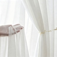 Voilage semi-transparent blanc YCSP effet diamant pour salon, rideau filtrant la lumière et respirant pour fenêtre