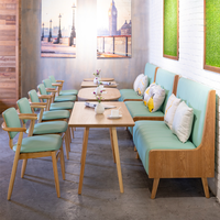 Mobilier commercial de restaurant nordique, canapé en bois et cuir, mobilier de restauration sur mesure pour salon de thé et café, ensembles de tables et chaises