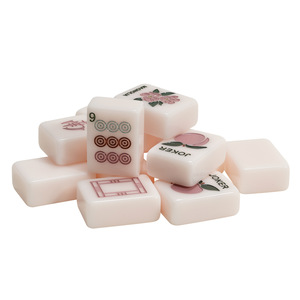 Meilleures ventes : Tuiles <span class=keywords><strong>de</strong></span> mahjong américaines en acrylique beige, motif floral pêche, logo personnalisé, imprimées, mignonnes et élégantes, pour 4 joueurs, pour filles - Product Image 3