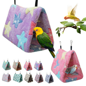 รังนกฤดูหนาวแบบสามเหลี่ยม ทำจากผ้าสักหลาดและผ้าฝ้าย สำหรับนกบุดเจียร์ นกแม็กพาย และนกแก้วขนาดเล็ก - Product Image 5