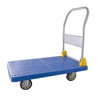 Carretilla de Carga Plegable de Cuatro Ruedas, 400 kg, Resistente, con Estructura de Zinc Galvanizado, Madera Contrachapada, Plástico, Aluminio y Acero