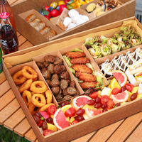 Einweg-Picknickbox aus Papier mit Deckel, Individuelle Lebensmittelverpackung für Takeaway-Mahlzeiten, Sandwiches, Backwaren, Snacks und Veranstaltungen