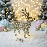 Ensemble familial de rennes de Noël surdimensionnés, décorations de jardin en fil métallique éclairé par LED, étanches IP44 pour extérieur, décorations de centre commercial Navidad