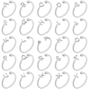 Anillo Ajustable con Inicial <span class=keywords><strong>de</strong></span> Letra del Alfabeto, Incrustado con Circonita Cúbica y Diamantes en Oro <span class=keywords><strong>de</strong></span> 18k, Modelo RM1530, Fino, Delicado y Mini - Product Image 2