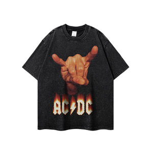 American-style Street Parody Direct Spray <b>Print</b> Cotton Breathable Moisture-wicking Vintage Washed Distressed Short-sleeve - Product Image 4