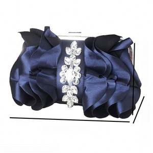 Tas Selempang Wanita Bentuk Pita Satin Kristal Berlian, Tas Mewah untuk Pesta, Prom, Clutch, Tas Malam - Product Image 2