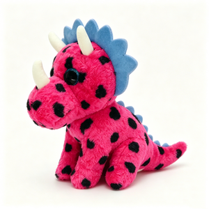 Peluche de Triceratops Rosa Personalizado - Dinosaurio de Peluche Suave y Esponjoso con Orejas Azules - Product Image 3