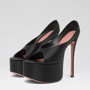 Sandales à plateforme épaisse et talons hauts fins, style personnalisé, à bout ouvert, sexy, pour femmes, grandes tailles 45, pour pieds larges - Product Image 2