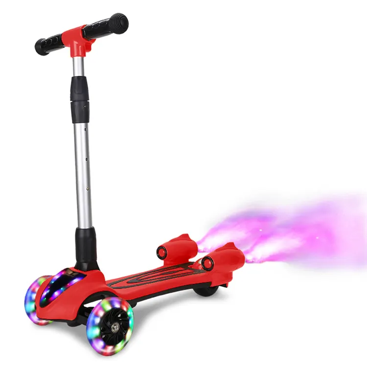 Flashing Led Light Up 3 Wheels Spray Smoke Rocket Supply Wholesale Portable Folding for Children Foot Kids Kick Scooters