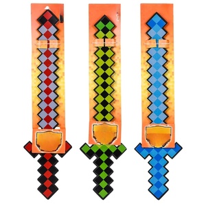 Sabre laser LED à pixels lumineux avec son, en plastique, style Minecraft, jouet mosaïque pour cosplay, promotion de marque, événements festifs, épée clignotante - Product Image 4