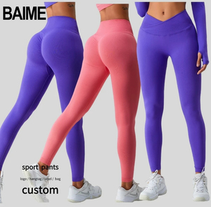 Venta al por mayor leggins ajustados sin costuras glúteos fruncidos push up <span class=keywords><strong>mallas</strong></span> deportivas correr logotipo elástico personalizar gimnasio activo yoga <span class=keywords><strong>mallas</strong></span> - Product Image 1